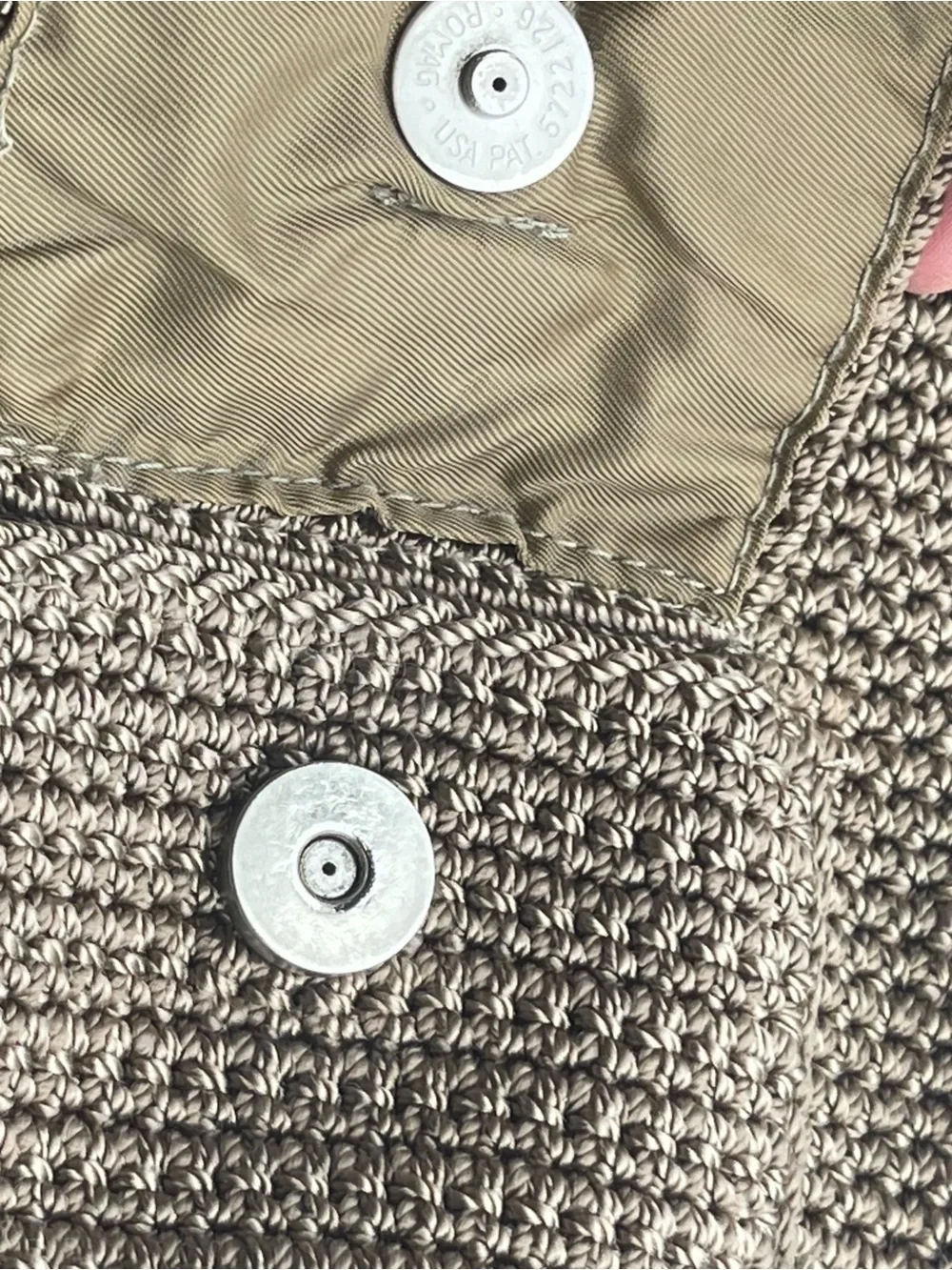 Vintage The Sak Beige Crochet Drawstring Backpack Boho Bucket Bag